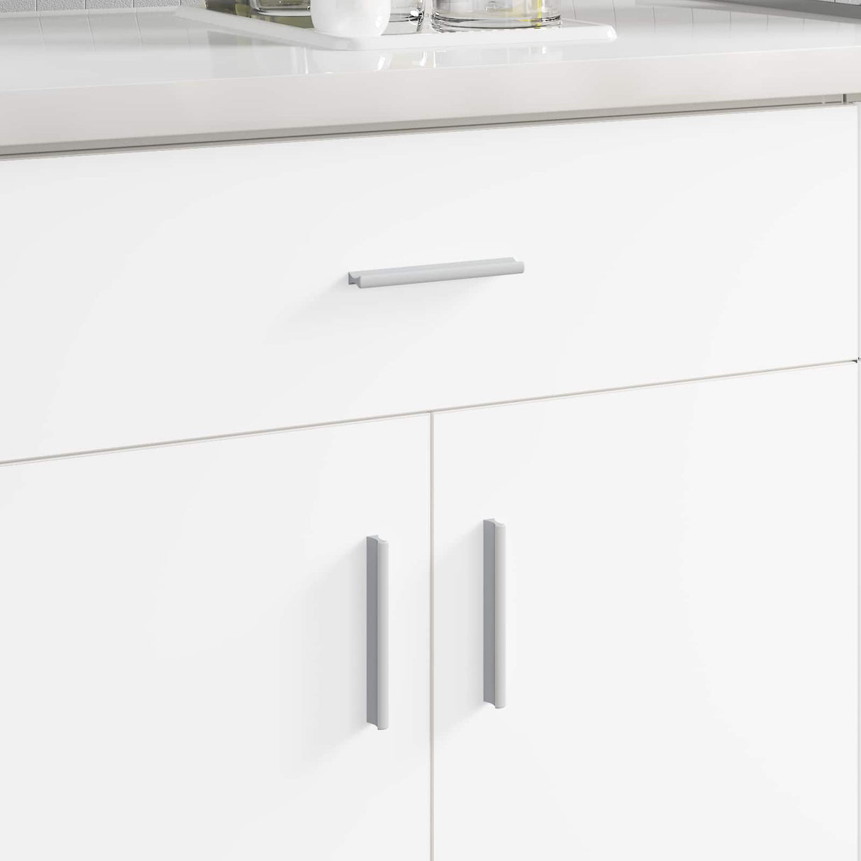 vidaXL Handvat Effen 2 pcs Zilver 105.7 x 7.4 x 15.5 mm Aluminium