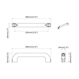 vidaXL Handvat Effen 2 pcs Zwart 380 x 34 x 85 mm Aluminium en PP