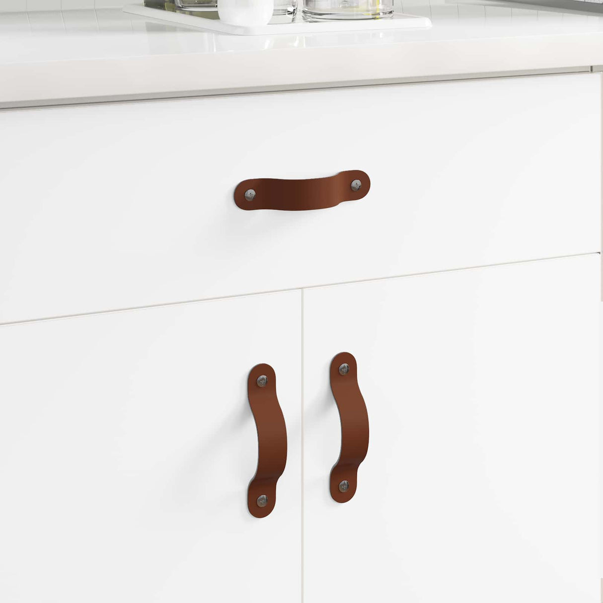 vidaXL Cabinet Handles 2 pcs Brown 140 x 25 x 2.3 mm PU