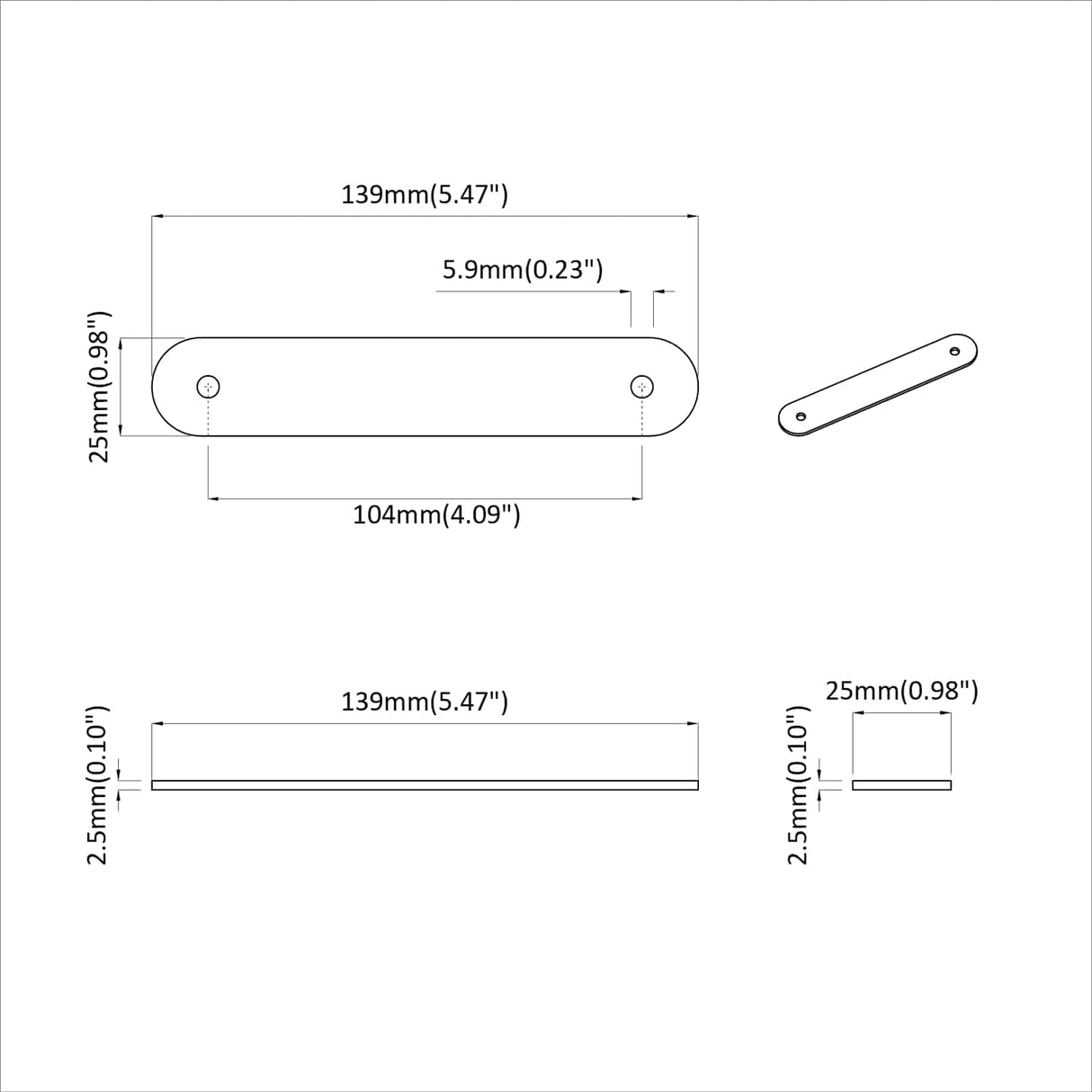 vidaXL Cabinet Handles 2 pcs Brown 140 x 25 x 2.3 mm PU