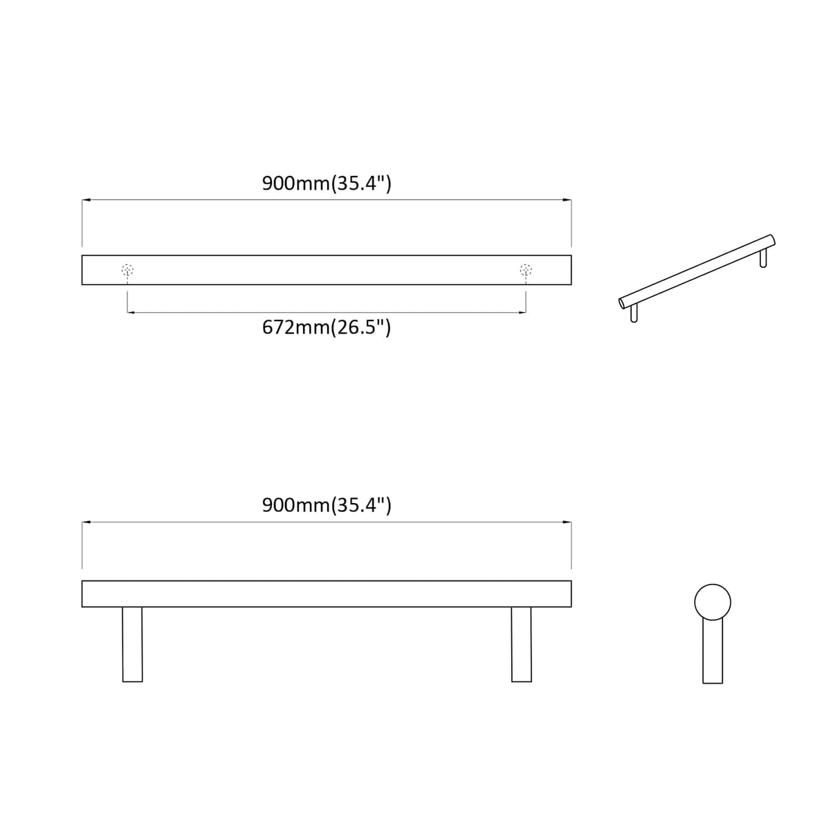 vidaXL Cabinet Handle 2 pcs Silver 900 mm Stainless steel