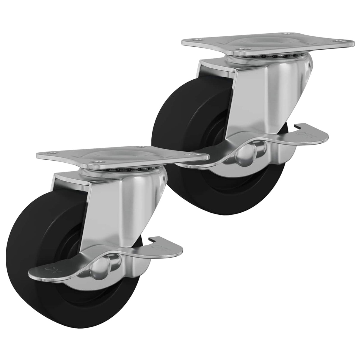 vidaXL Caster 2 pcs Zwart en zilver 50,7 x 50,7 x 24,4 mm Ijs en nylon