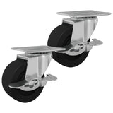 vidaXL Caster 2 pcs Zwart en zilver 50,7 x 50,7 x 24,4 mm Ijs en nylon