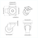 vidaXL Zwenkwiel 2 pcs Zilver 60 x 60 x 50 mm Ijs en nylon