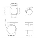 vidaXL Zwenkwiel 2 pcs Zwart 39,5 x 39,5 x 37,8 mm Ijzer en PP