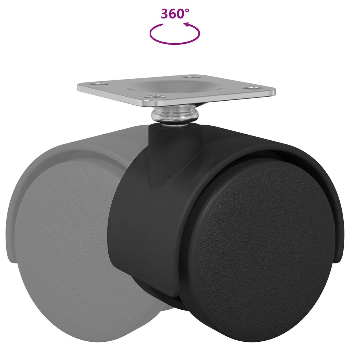 vidaXL Zwenkwiel 2 pcs Zwart 39,5 x 39,5 x 37,8 mm Ijzer en PP
