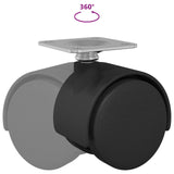 vidaXL Zwenkwiel 2 pcs Zwart 39,5 x 39,5 x 37,8 mm Ijzer en PP