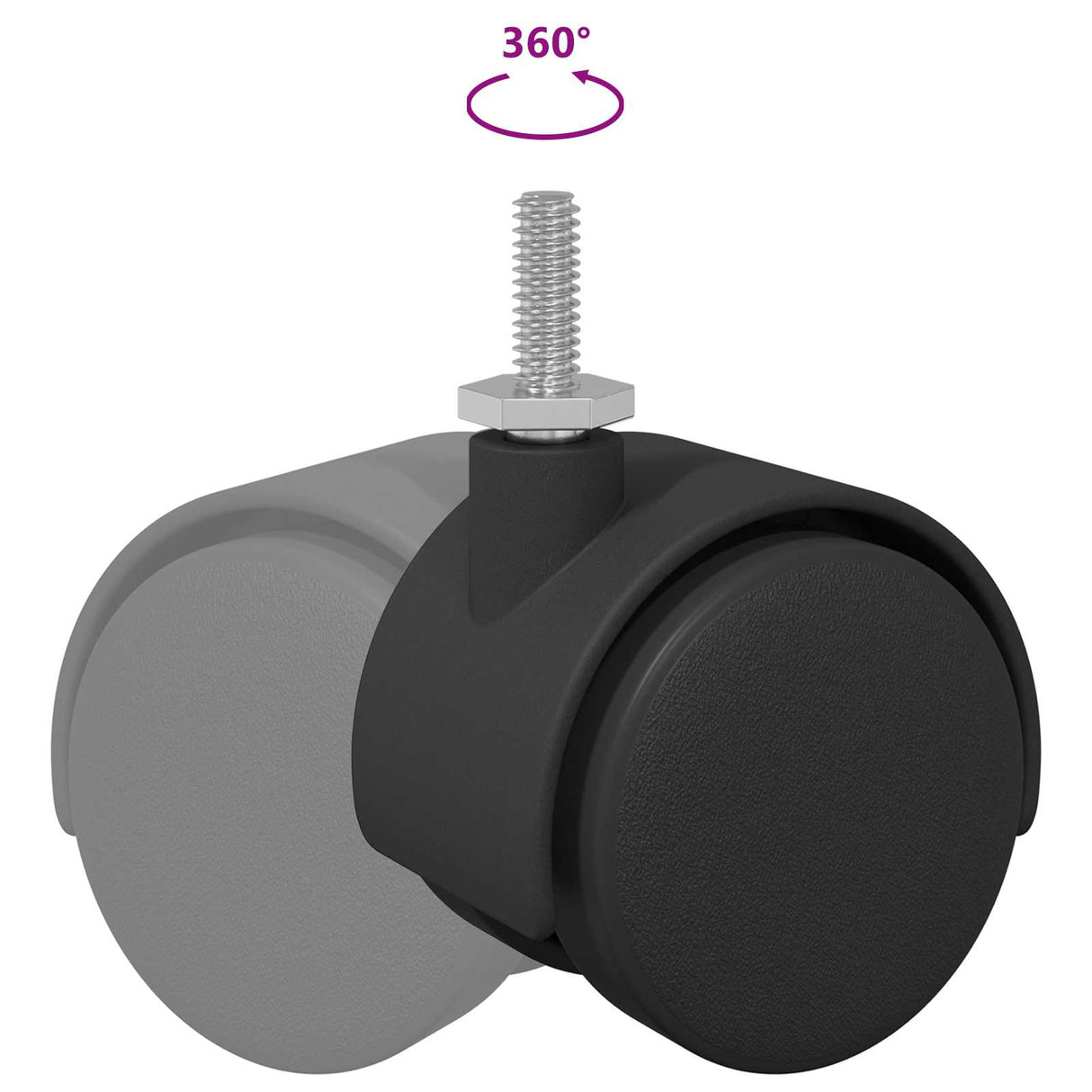 vidaXL Caster 2 pcs Zwart en Zilver 40,1 x 40,1 x 37,8 mm Ijzer en PP