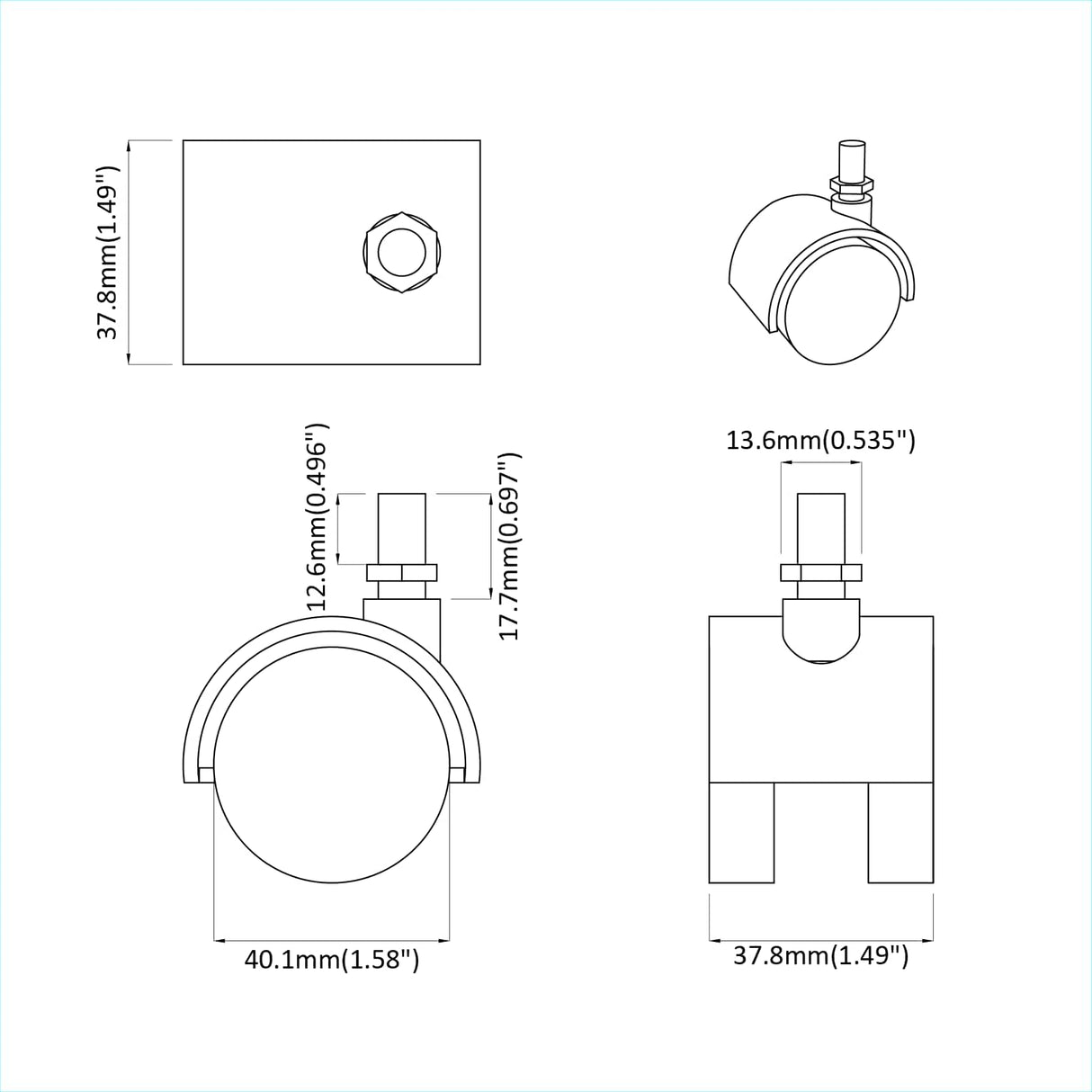 vidaXL Wielen 2 pcs Zwart 40,1 x 37,8 mm PP en IJzer