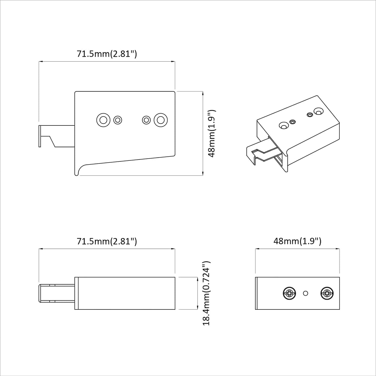 vidaXL Kast ophangbeugel 2 pcs Wit 70 x 48 x 19 mm Ijzer en Plastic