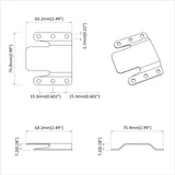 vidaXL Flush Mount Beugel 2 pcs Zilver 75 x 66 x 1,4 mm Staal