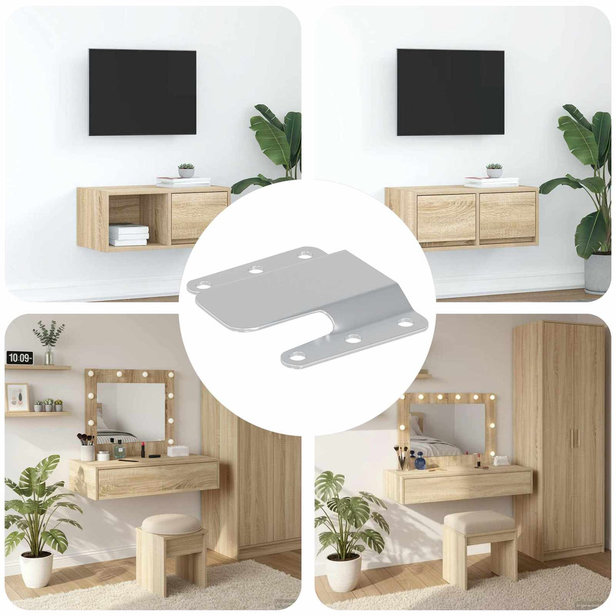 vidaXL Flush Mount Beugel 2 pcs Zilver 75 x 66 x 1,4 mm Staal