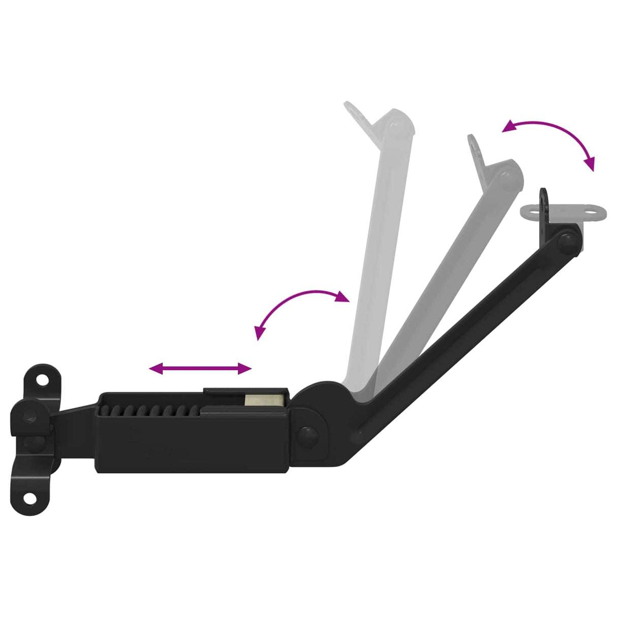 vidaXL Deksel ondersteuningsscharnier 2 pcs Zwart 192 x 32 x 50 mm