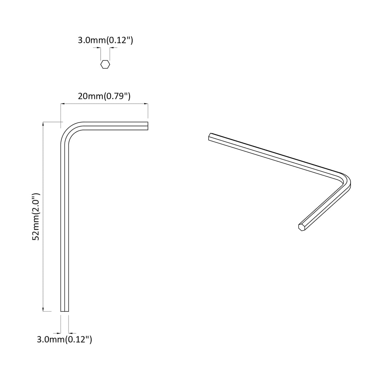 vidaXL Inbussleutel 2 pcs Zilver 20 x 52 mm Staal