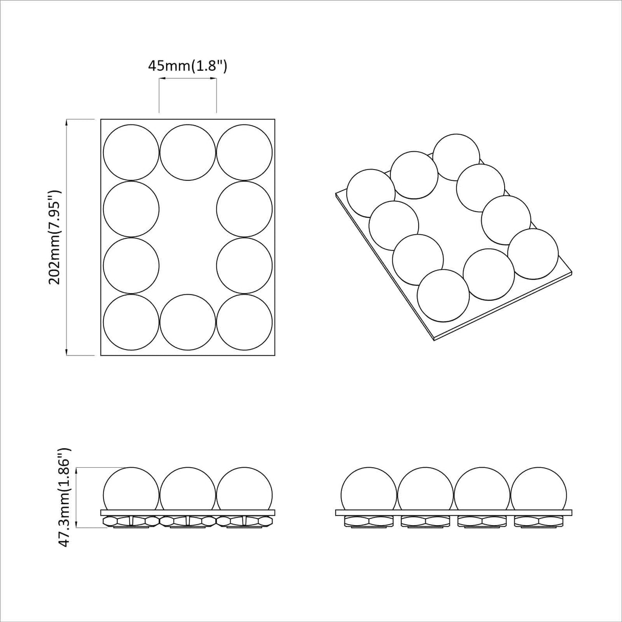 vidaXL Spiegeltjes Lichten Wit 4,5 x 4,5 x 4,7 cm Kunststof