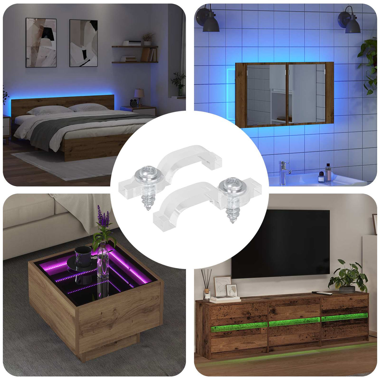 vidaXL LED stripclips 2 pcs Doorzichtig 23,8 x 7,3 x 4,3 mm