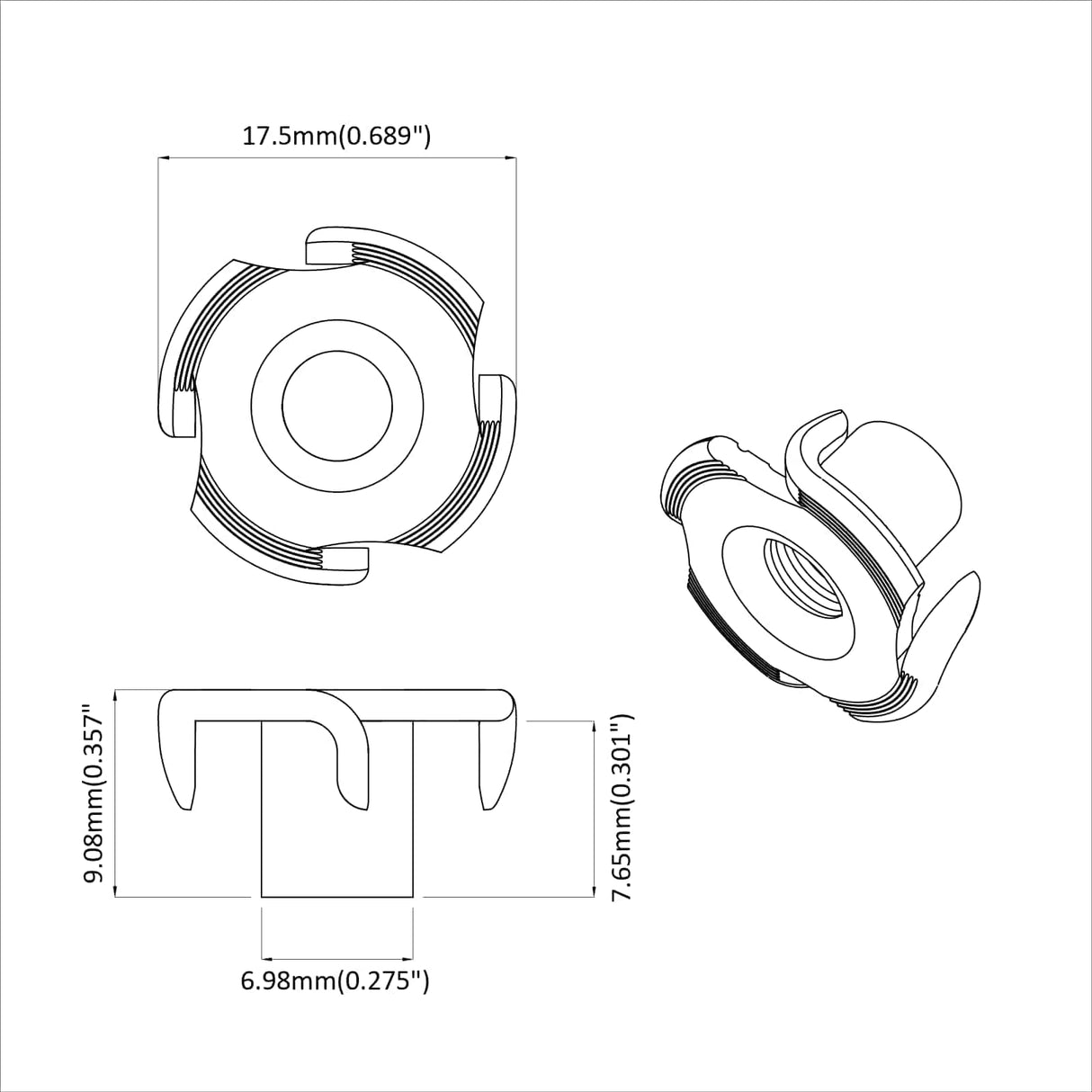 vidaXL Geprongde T-moer 2 pcs Zilver M6 mm Staal