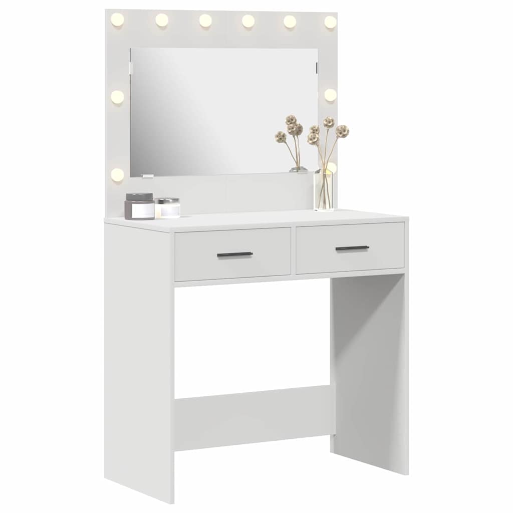 vidaXL Kaptafel met spiegellichten Wit 78,5 x 41 x 135 cm Bewerkt hout