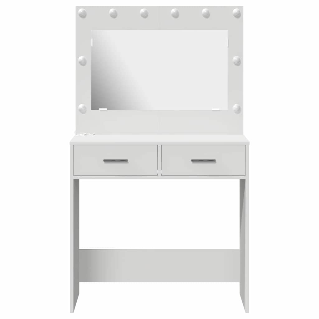 vidaXL Kaptafel met spiegellichten Wit 78,5 x 41 x 135 cm Bewerkt hout