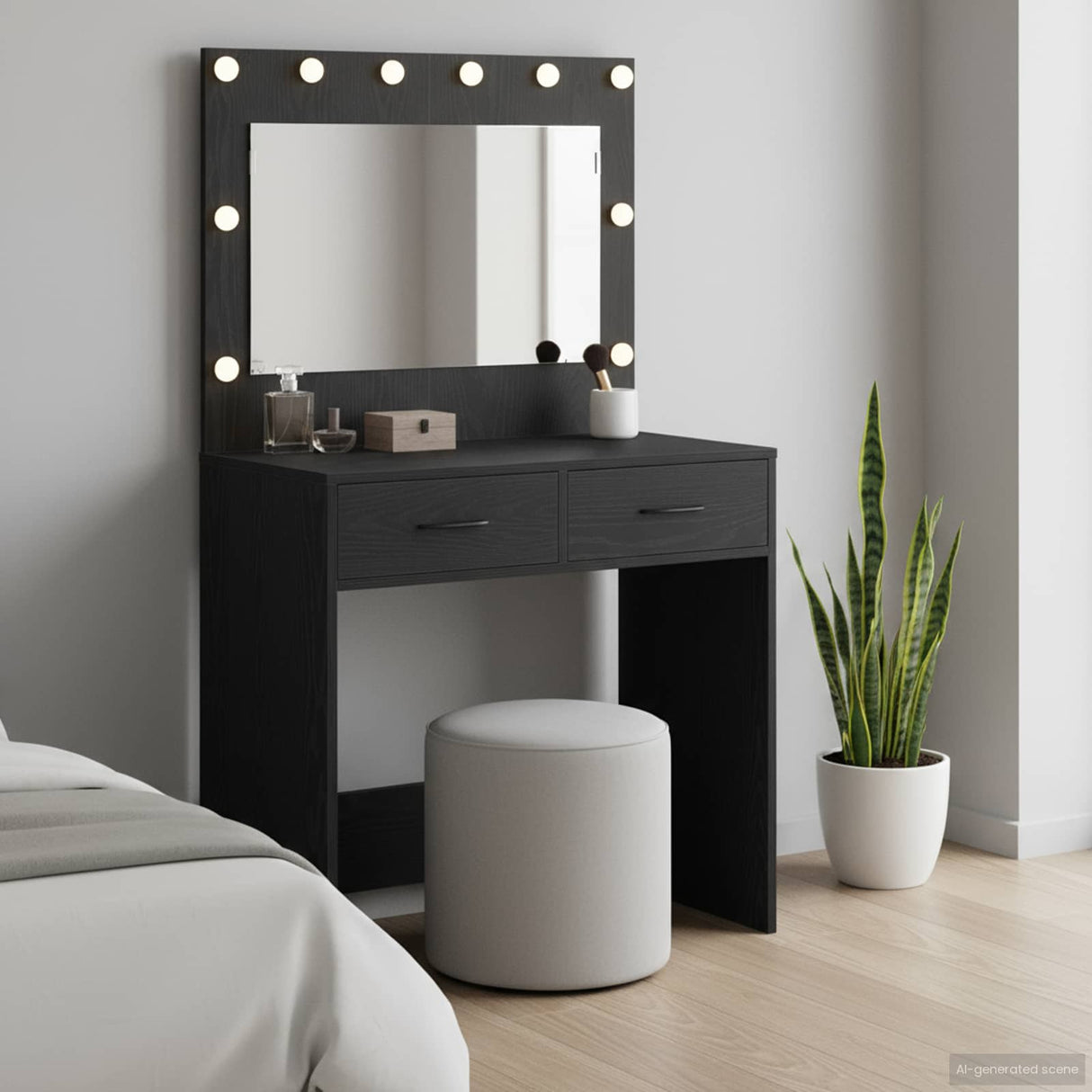 vidaXL Kaptafel met spiegellichten Wit 78,5 x 41 x 135 cm Bewerkt hout