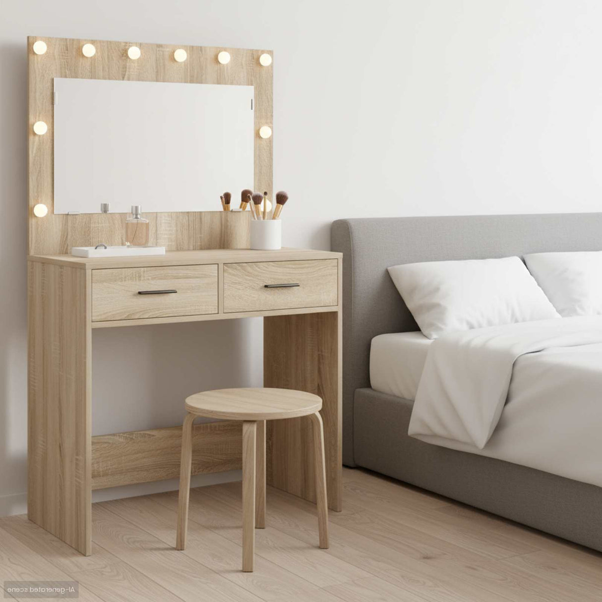 vidaXL Kaptafel met spiegellichten Wit 78,5 x 41 x 135 cm Bewerkt hout