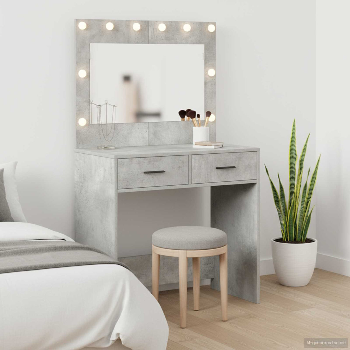 vidaXL Kaptafel met spiegellichten Wit 78,5 x 41 x 135 cm Bewerkt hout