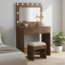 vidaXL Kaptafel met spiegellichten Wit 78,5 x 41 x 135 cm Bewerkt hout