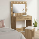 vidaXL Kaptafel met spiegellichten Wit 78,5 x 41 x 135 cm Bewerkt hout
