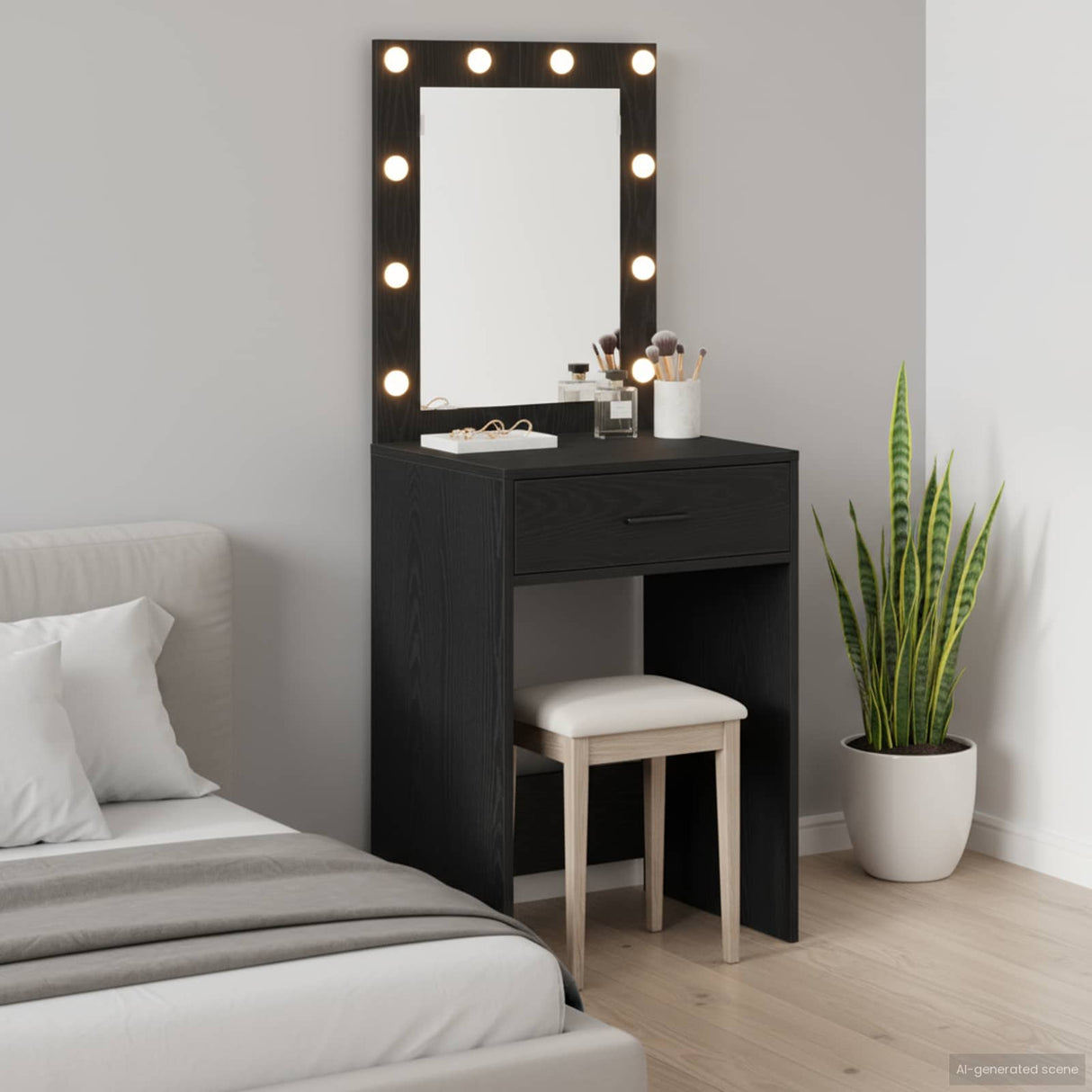 vidaXL Kaptafel met spiegellichten Wit 78,5 x 41 x 135 cm Bewerkt hout