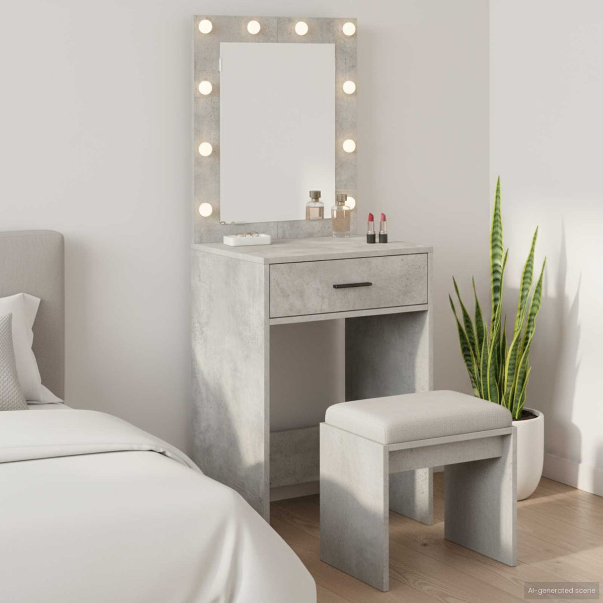 vidaXL Kaptafel met spiegellichten Wit 78,5 x 41 x 135 cm Bewerkt hout