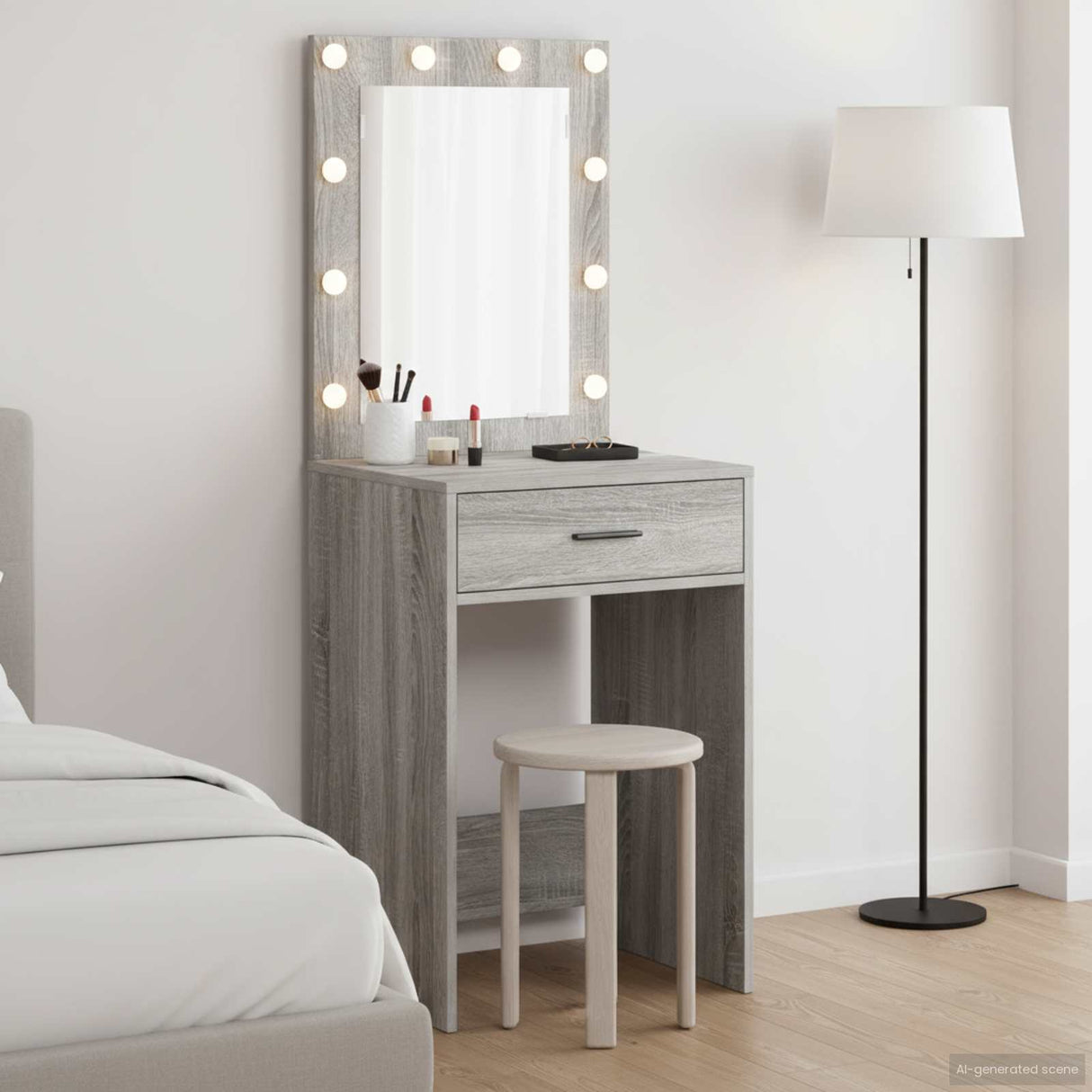 vidaXL Kaptafel met spiegellichten Wit 78,5 x 41 x 135 cm Bewerkt hout