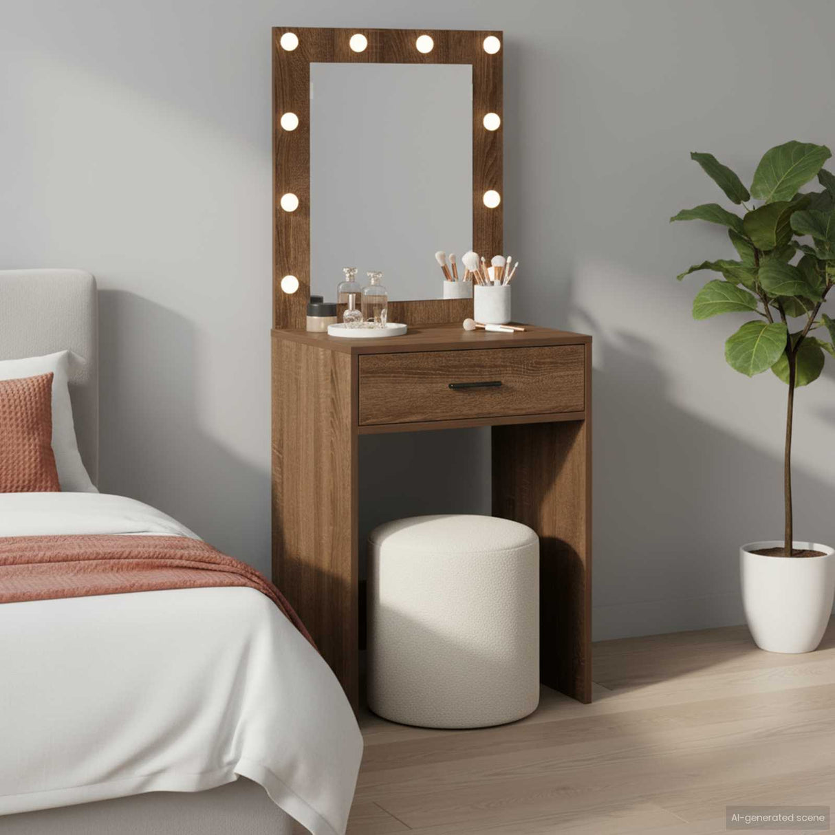 vidaXL Kaptafel met spiegellichten Wit 78,5 x 41 x 135 cm Bewerkt hout