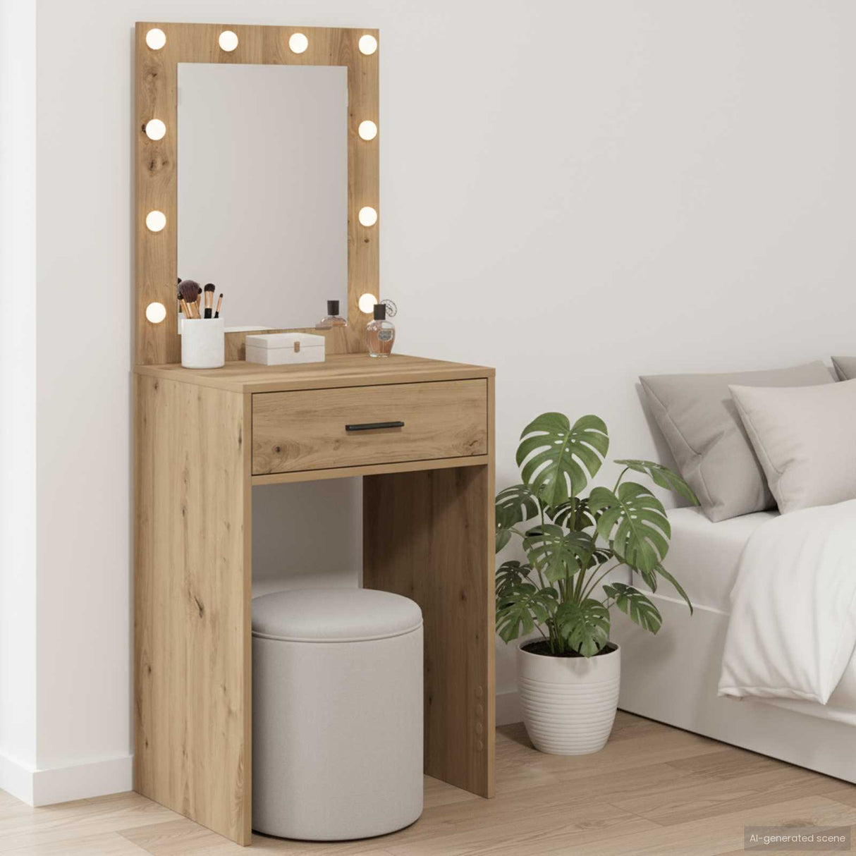 vidaXL Kaptafel met spiegellichten Wit 78,5 x 41 x 135 cm Bewerkt hout