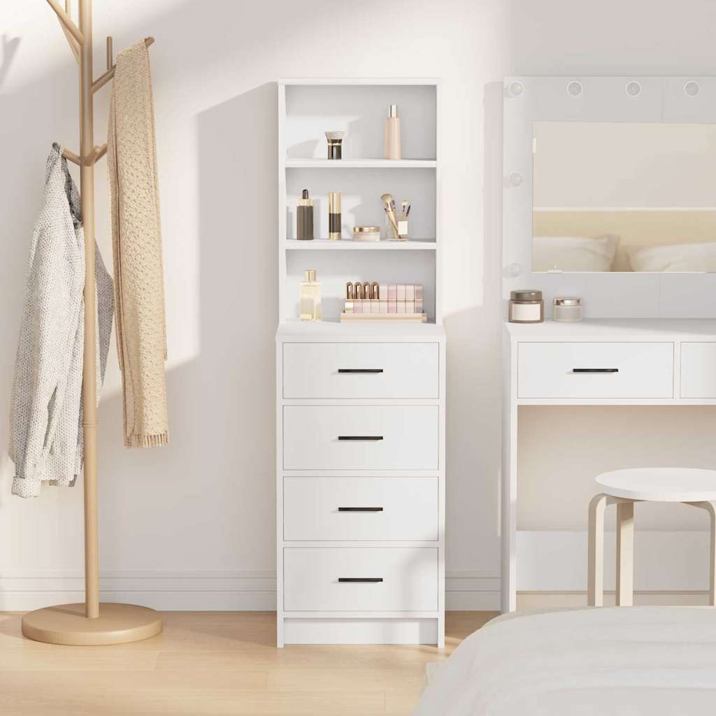 vidaXL Highboard met lade Wit 40 x 41 x 135 cm Bewerkt hout