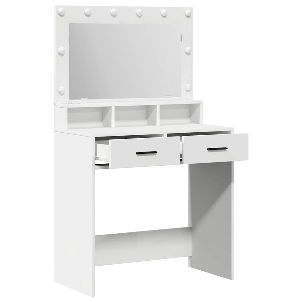 vidaXL Kaptafel met spiegellichten Wit 79 x 41 x 135 cm Bewerkt hout