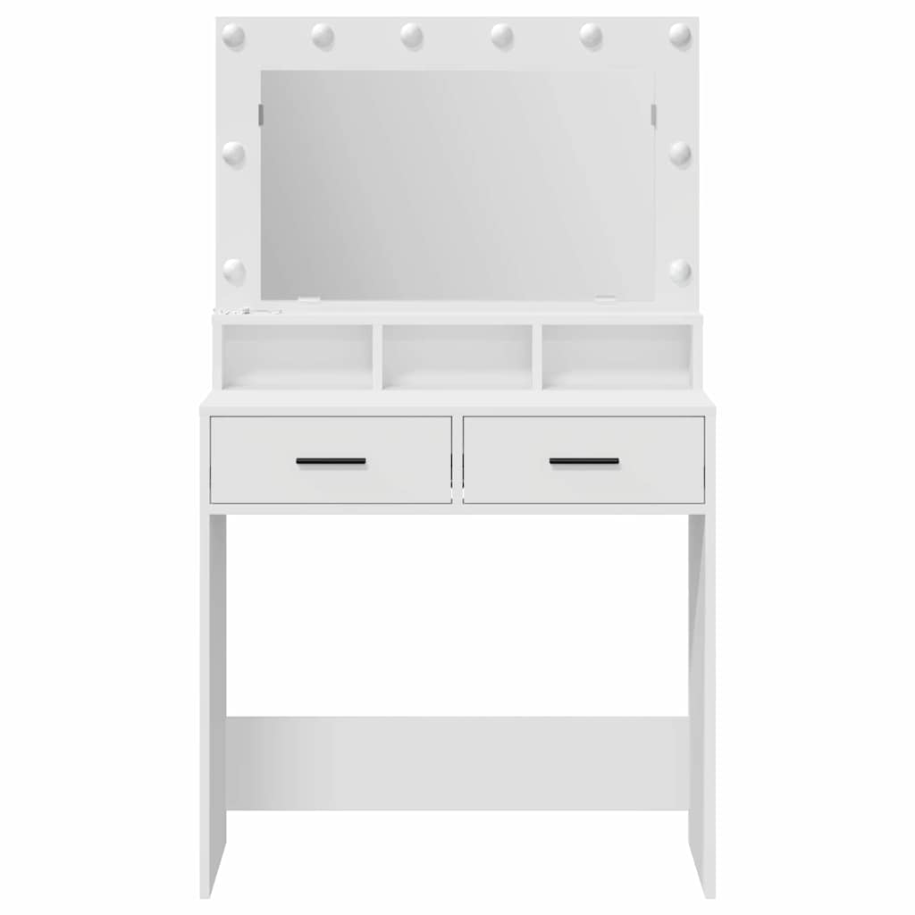vidaXL Kaptafel met spiegellichten Wit 79 x 41 x 135 cm Bewerkt hout