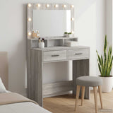 vidaXL Kaptafel met spiegellichten Wit 79 x 41 x 135 cm Bewerkt hout