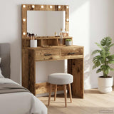 vidaXL Kaptafel met spiegellichten Wit 79 x 41 x 135 cm Bewerkt hout