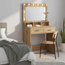 vidaXL Kaptafel met spiegellichten Wit 79 x 41 x 135 cm Bewerkt hout
