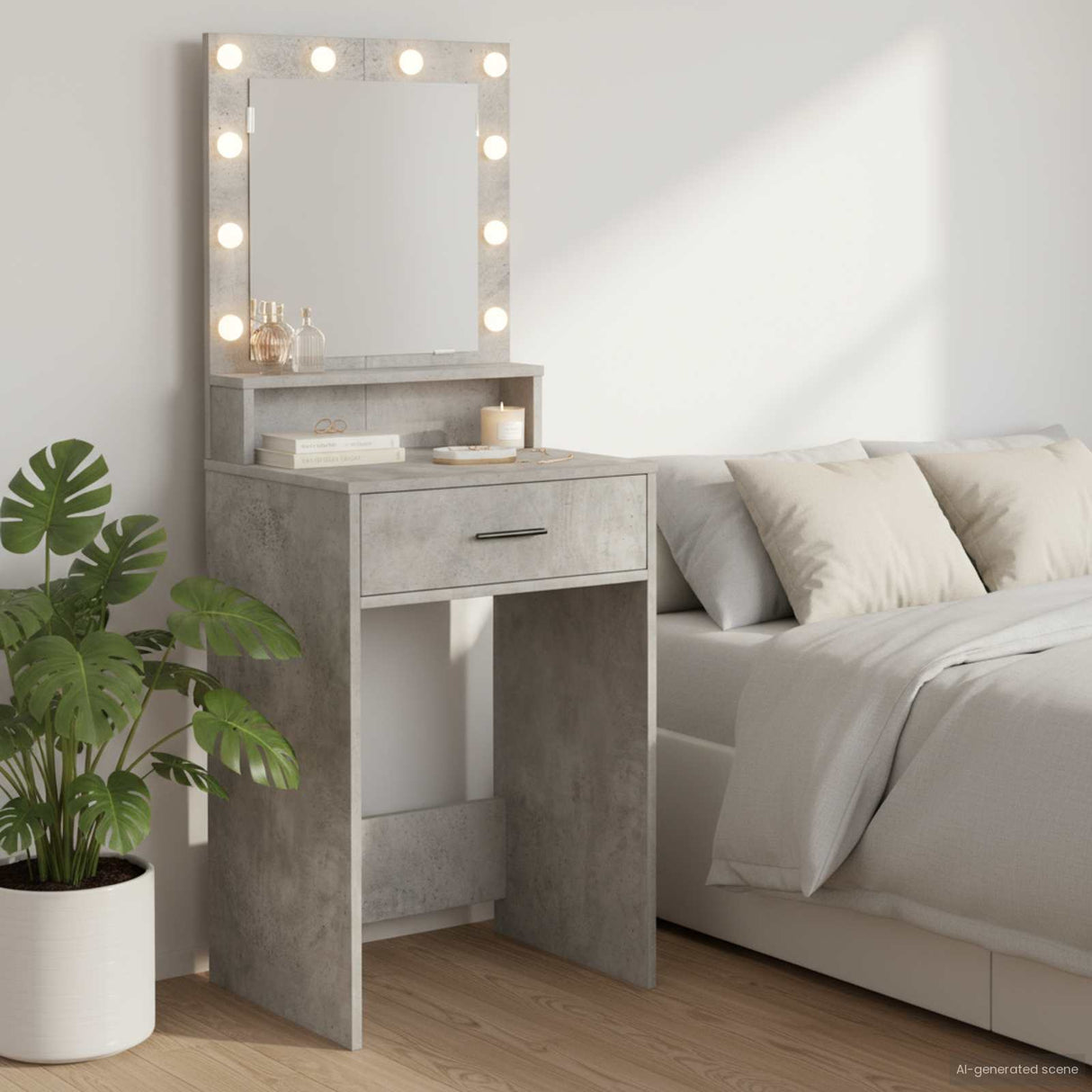 vidaXL Kaptafel met spiegellichten Wit 79 x 41 x 135 cm Bewerkt hout