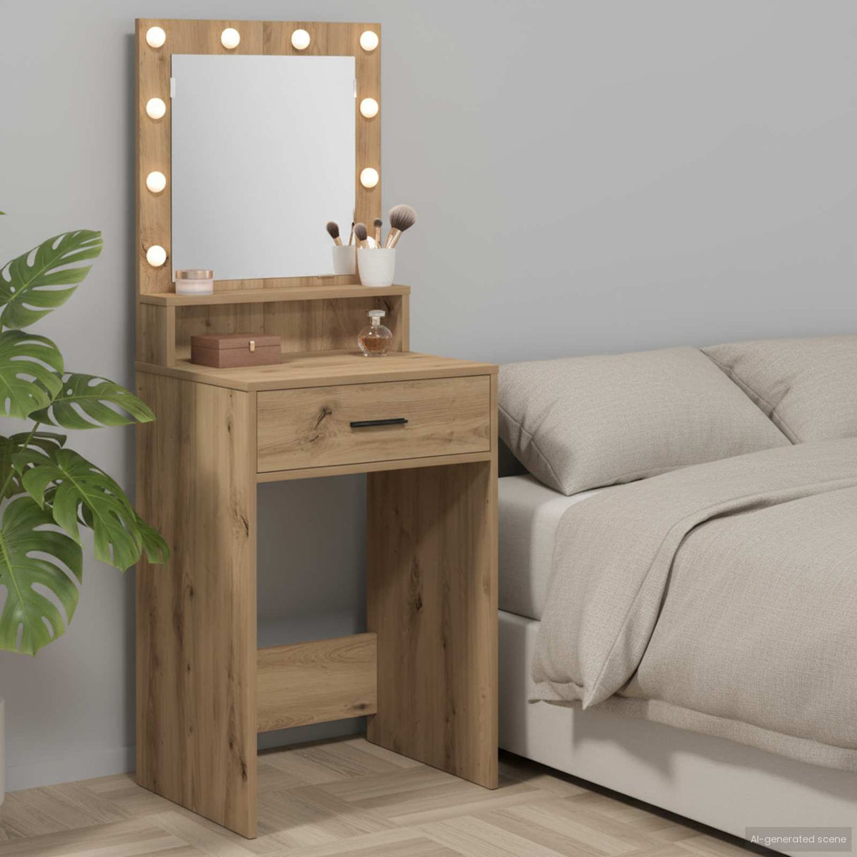vidaXL Kaptafel met spiegellichten Wit 79 x 41 x 135 cm Bewerkt hout