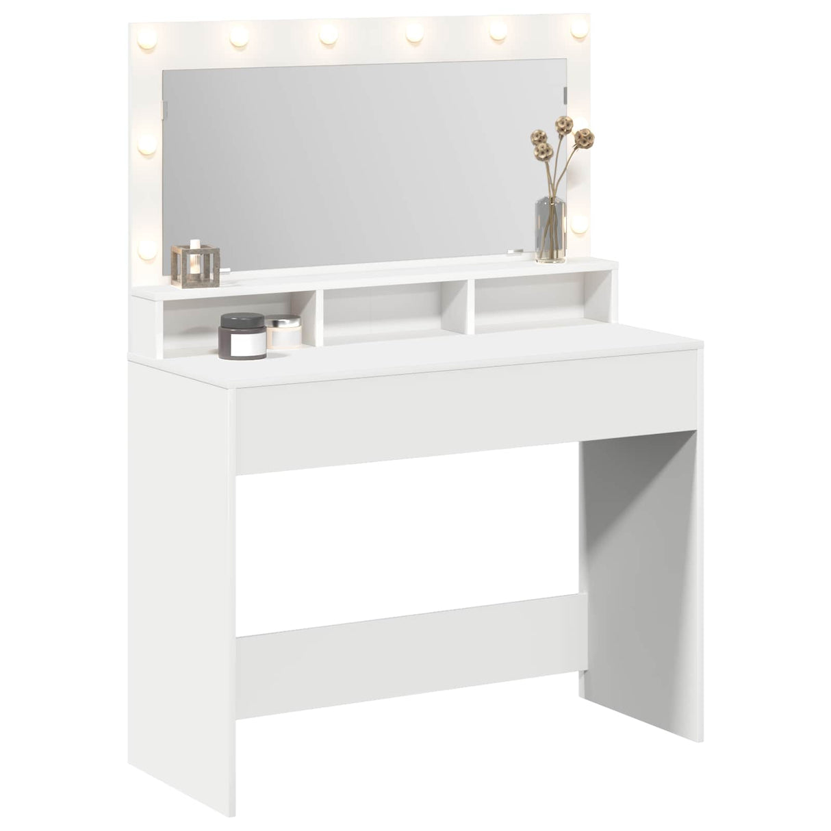 vidaXL Kaptafel met spiegellichten Wit 100 x 41 x 135 cm Bewerkt hout
