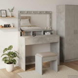 vidaXL Kaptafel met spiegellichten Wit 100 x 41 x 135 cm Bewerkt hout