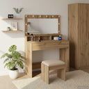 vidaXL Kaptafel met spiegellichten Wit 100 x 41 x 135 cm Bewerkt hout