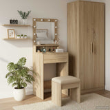 vidaXL Kaptafel met spiegellichten Wit 100 x 41 x 135 cm Bewerkt hout