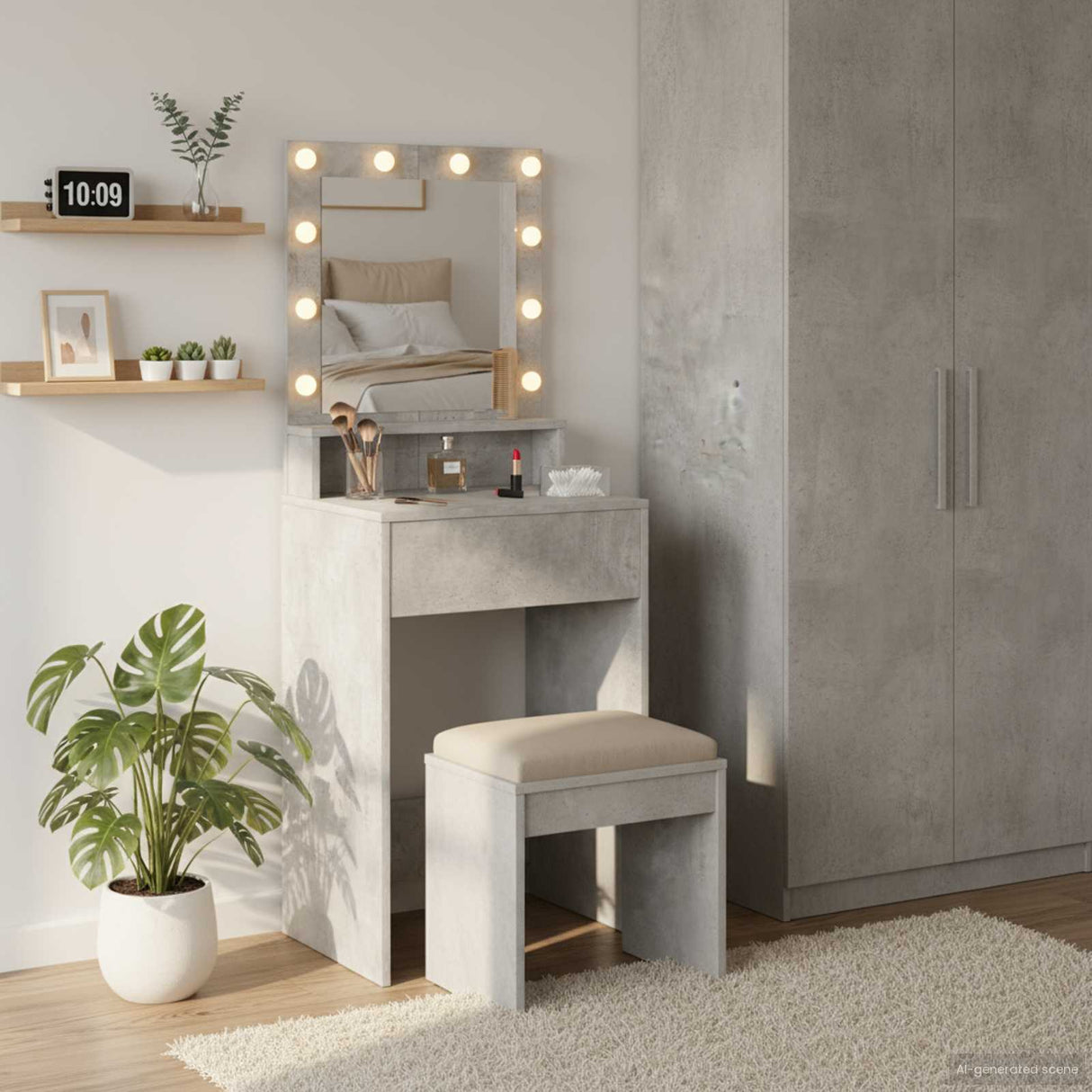 vidaXL Kaptafel met spiegellichten Wit 100 x 41 x 135 cm Bewerkt hout