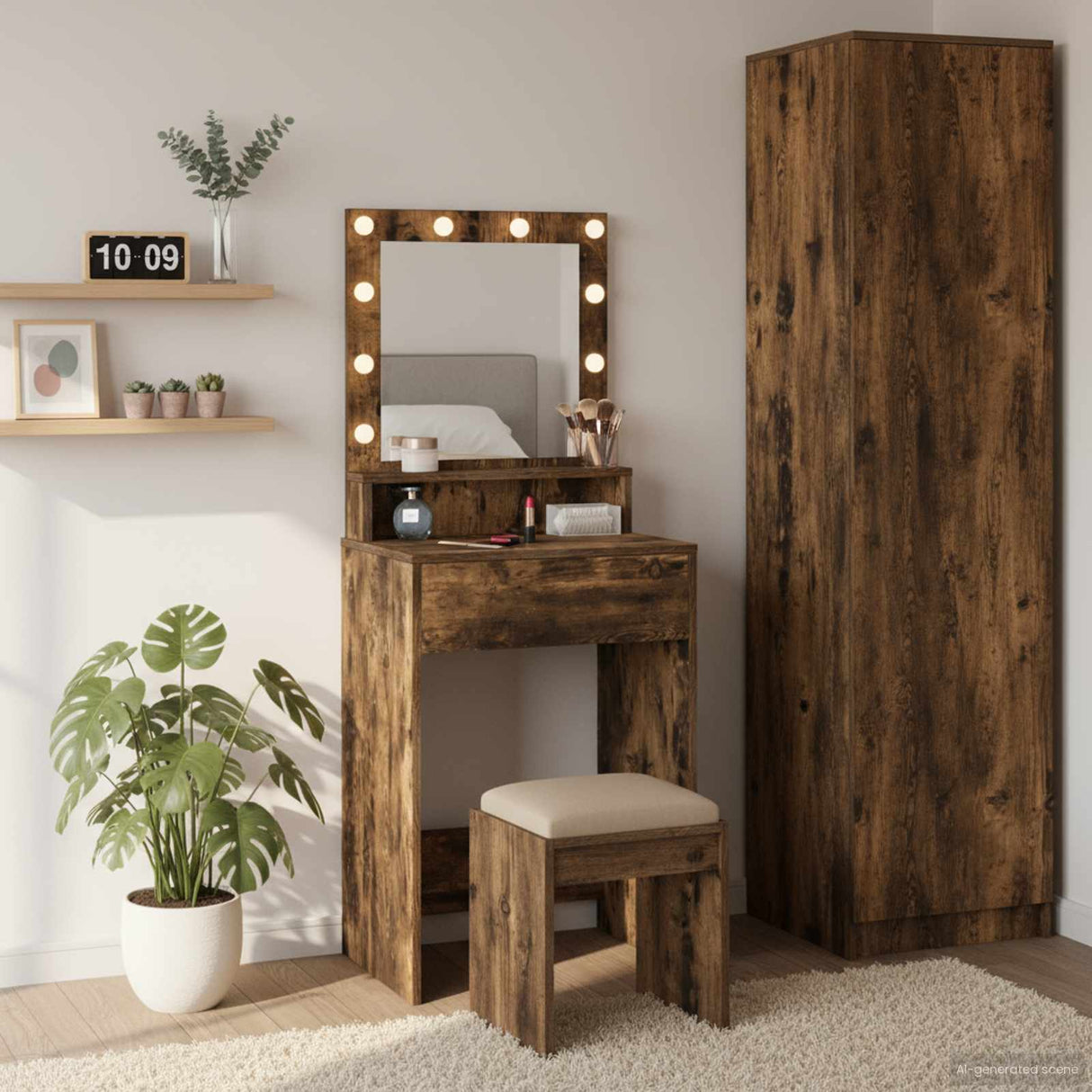 vidaXL Kaptafel met spiegellichten Wit 100 x 41 x 135 cm Bewerkt hout