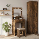 vidaXL Kaptafel met spiegellichten Wit 100 x 41 x 135 cm Bewerkt hout