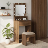 vidaXL Kaptafel met spiegellichten Wit 100 x 41 x 135 cm Bewerkt hout