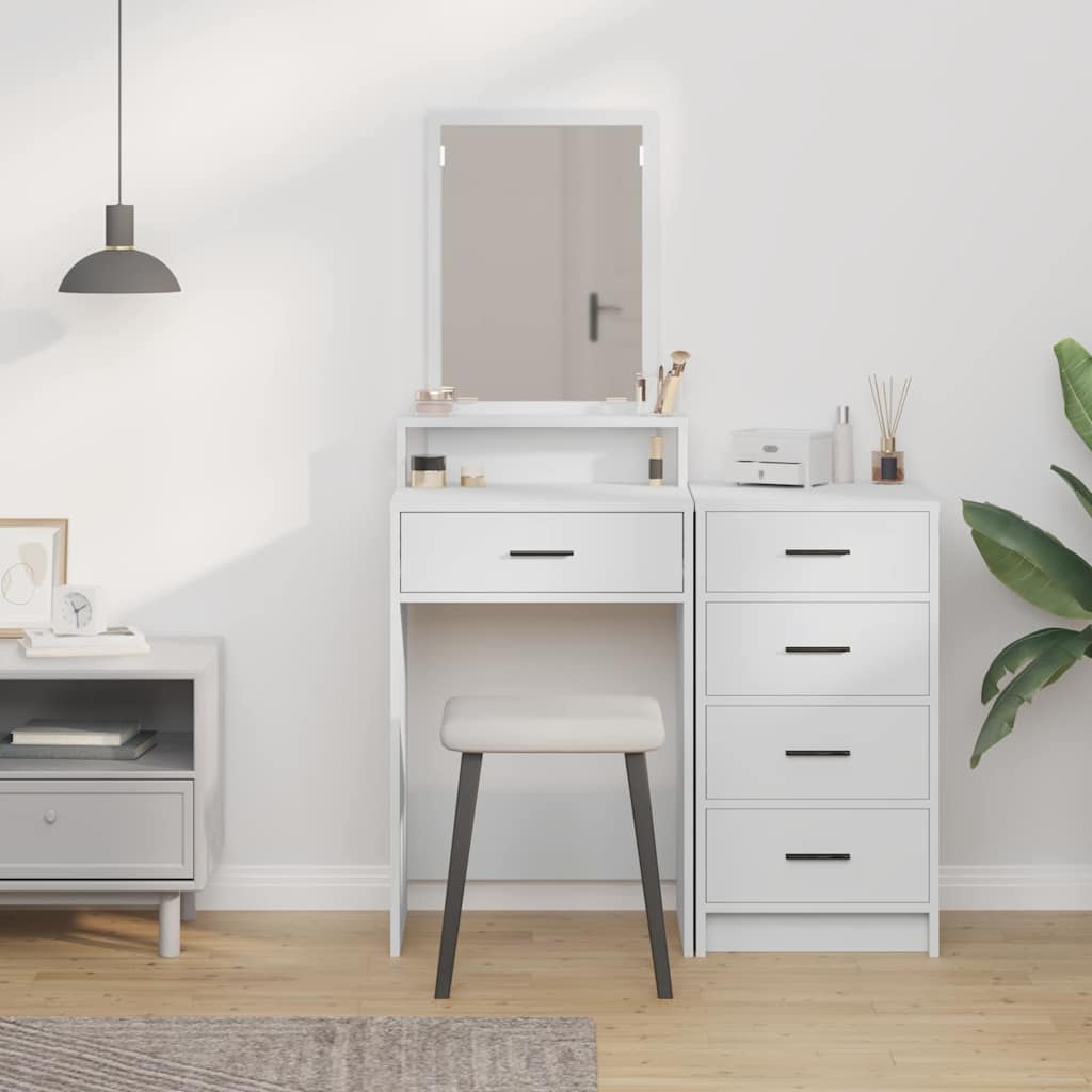 vidaXL Kaptafel met lade met plank Wit 50 x 41 x 140 cm Bewerkt hout